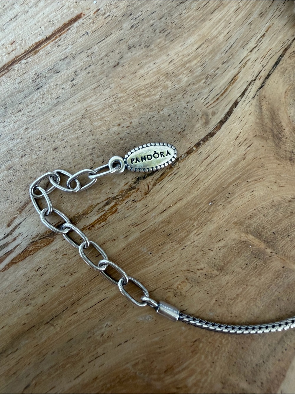 Pandora Two-Tone Silver and Gold Knot Necklace with Matching Ring and Earrings - Picture 3 of 5